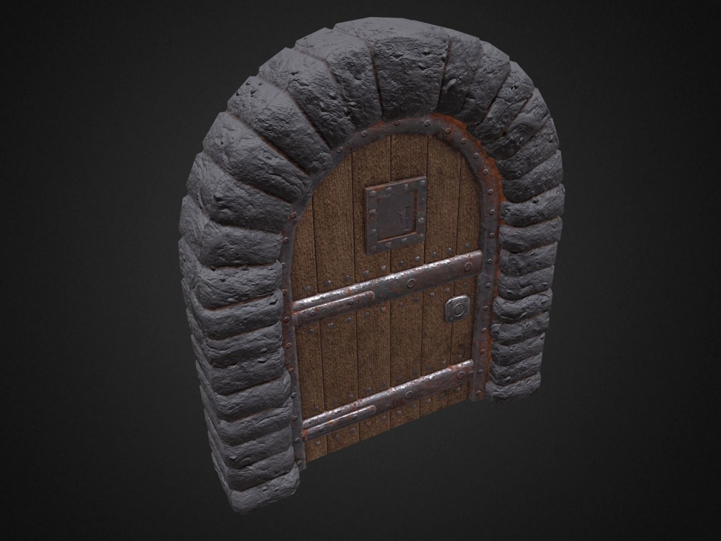 Medieval Door Low-poly 3D model_2