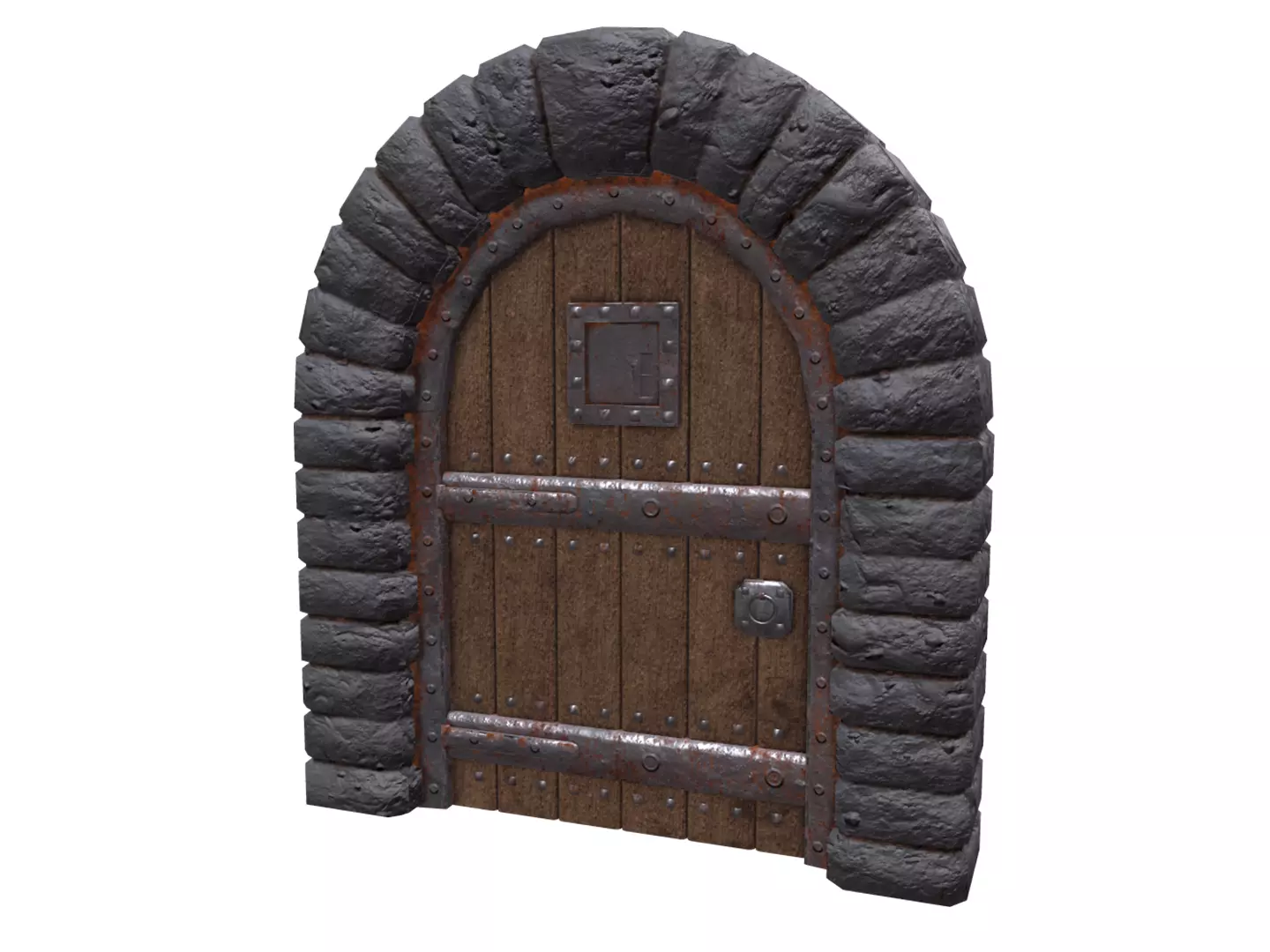 Medieval Door Low-poly 3D model_0