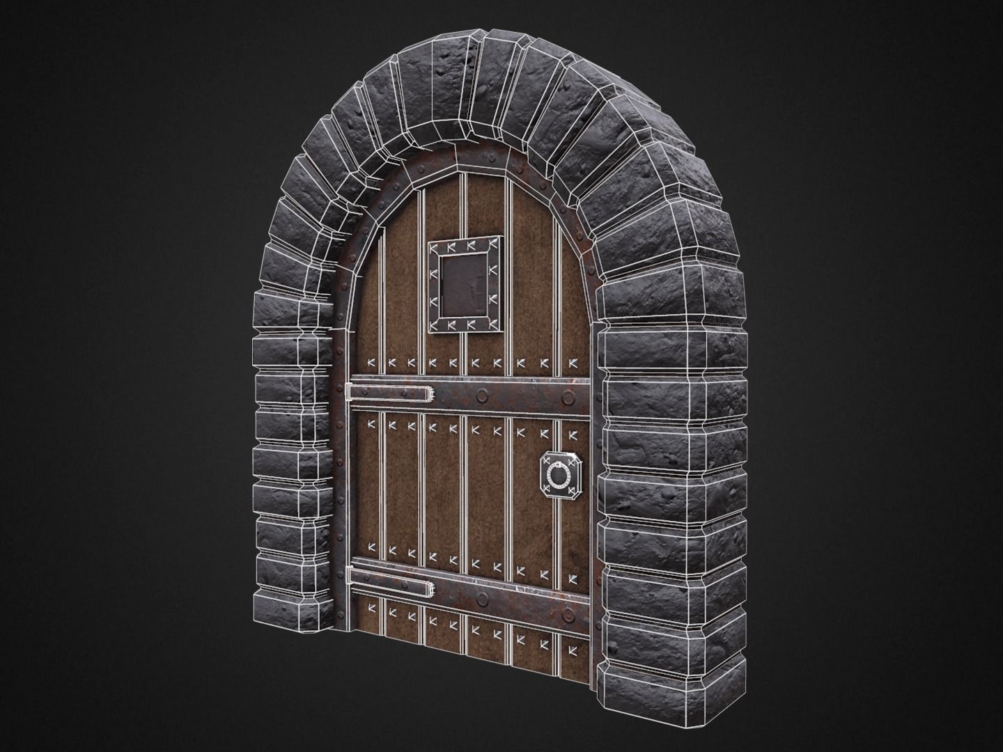 Medieval Door Low-poly 3D model_7