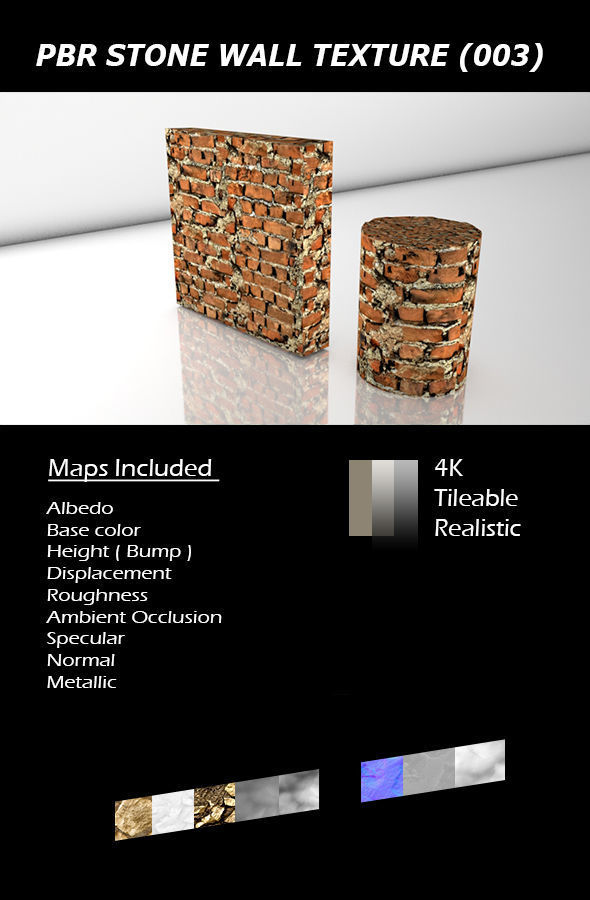 REALISTIC TILEABLE PBR STONE WALL 003 Texture_1