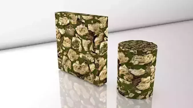 Realistic  Seamless PBR Mossy Stone Wall 006