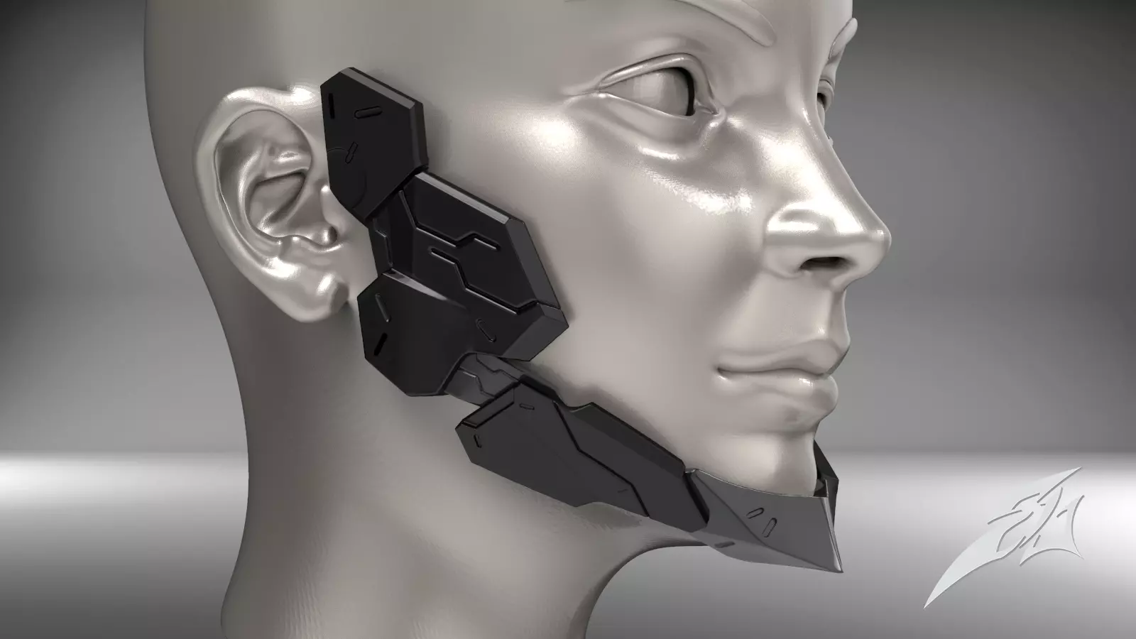 Cyborg Jaw Armor Wearable 3D print model_0