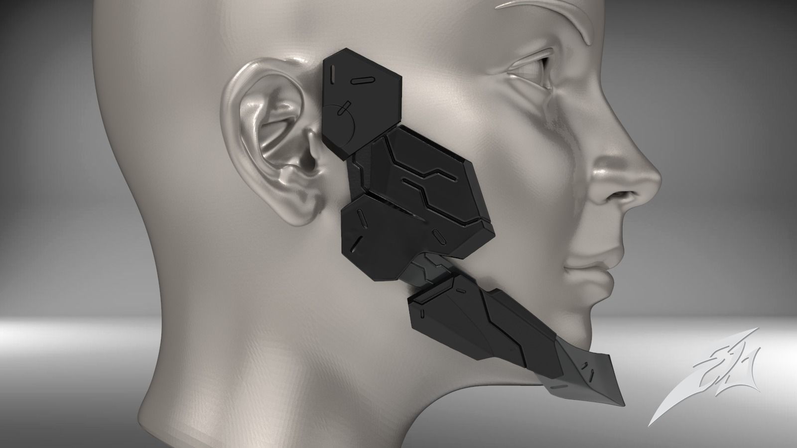 Cyborg Jaw Armor Wearable 3D print model_1