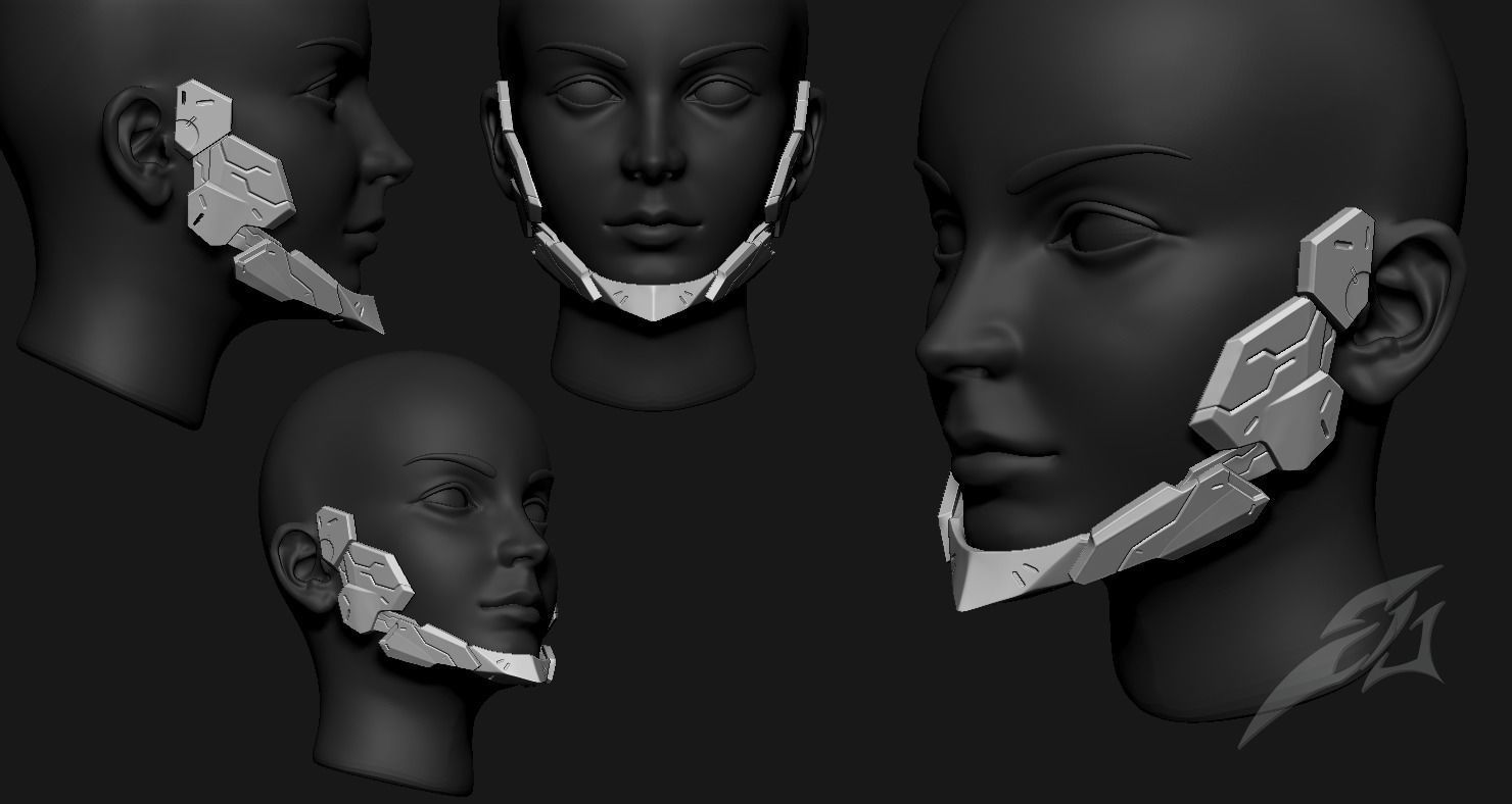 Cyborg Jaw Armor Wearable 3D print model_3