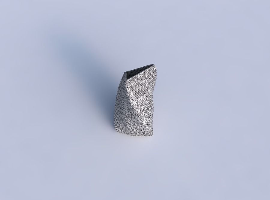Vase twist tipped triangle with diagonal grid bulges 3D print model_6