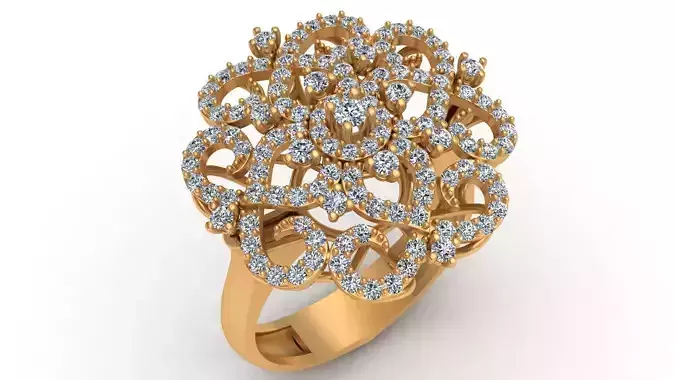 Ornament Flower Diamond Gold Ring