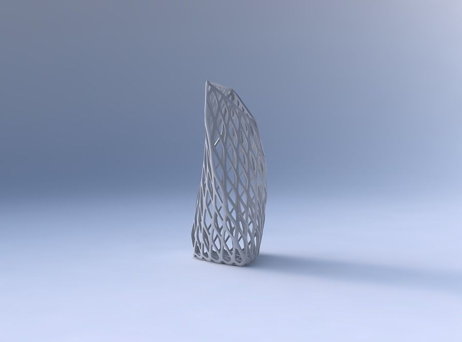 Vase twist tipped triangle with diagonal grid lattice 3D print model_4
