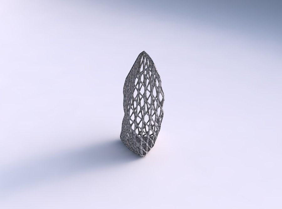 Vase twist tipped triangle with diagonal grid lattice 3D print model_5