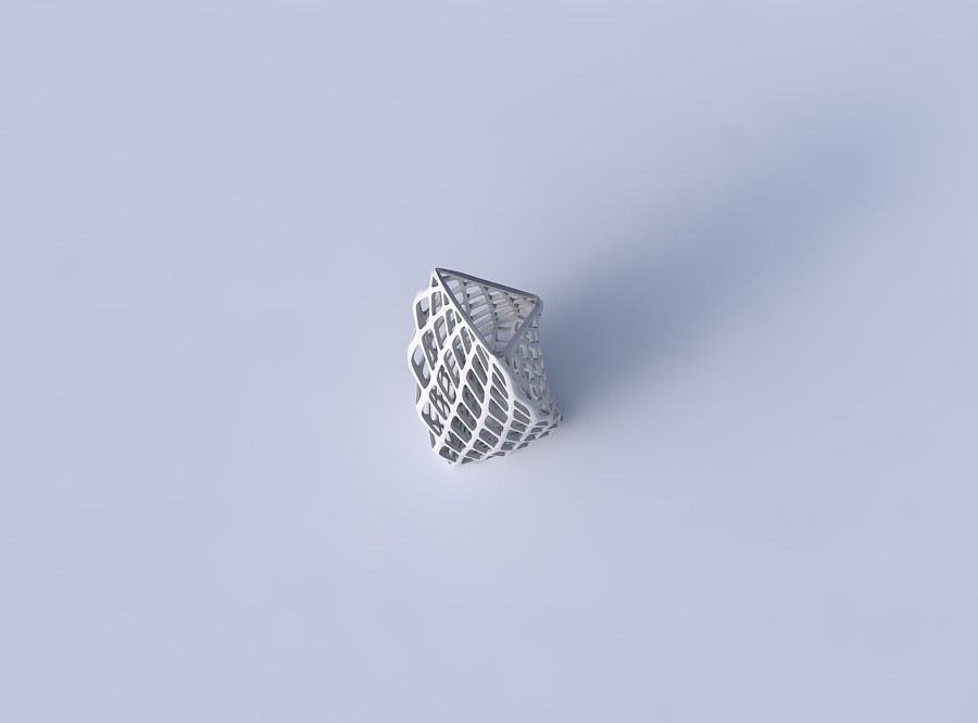 Vase twist tipped triangle with diagonal grid lattice 3D print model_2