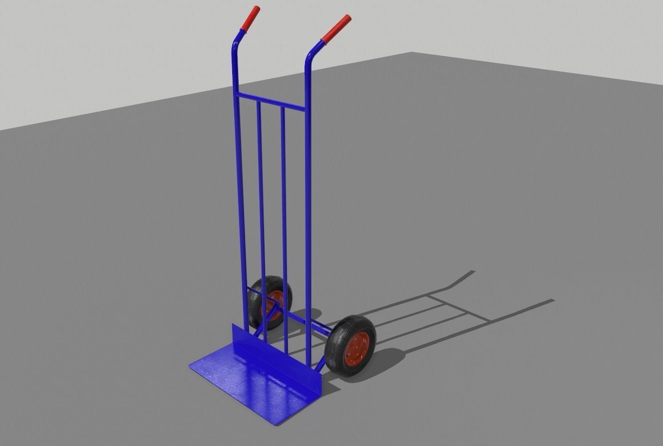 Industrial Hand Trolley 3 Low-poly 3D model_2