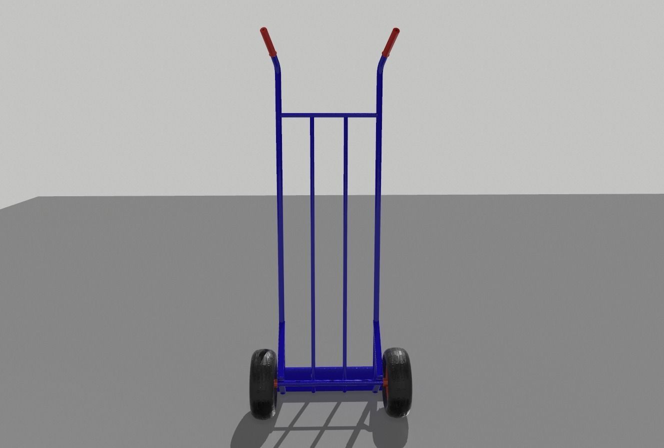 Industrial Hand Trolley 3 Low-poly 3D model_5