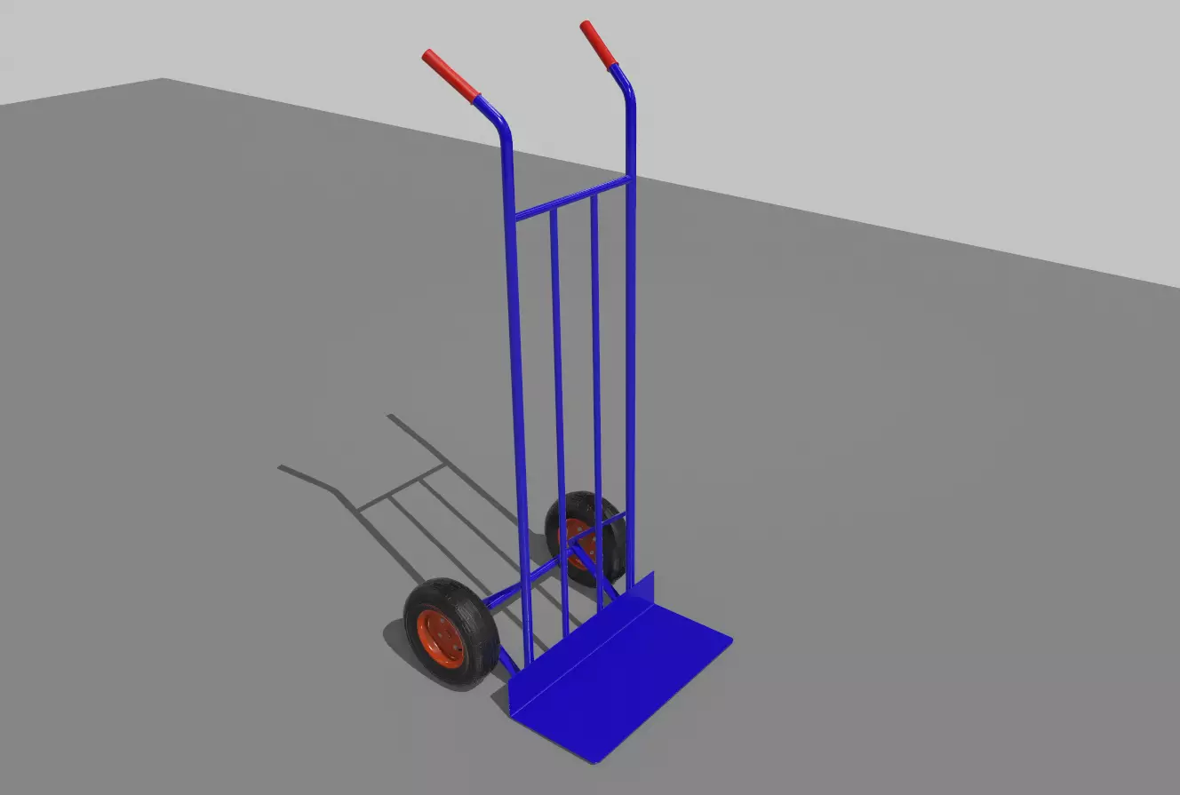 Industrial Hand Trolley 3 Low-poly 3D model_0