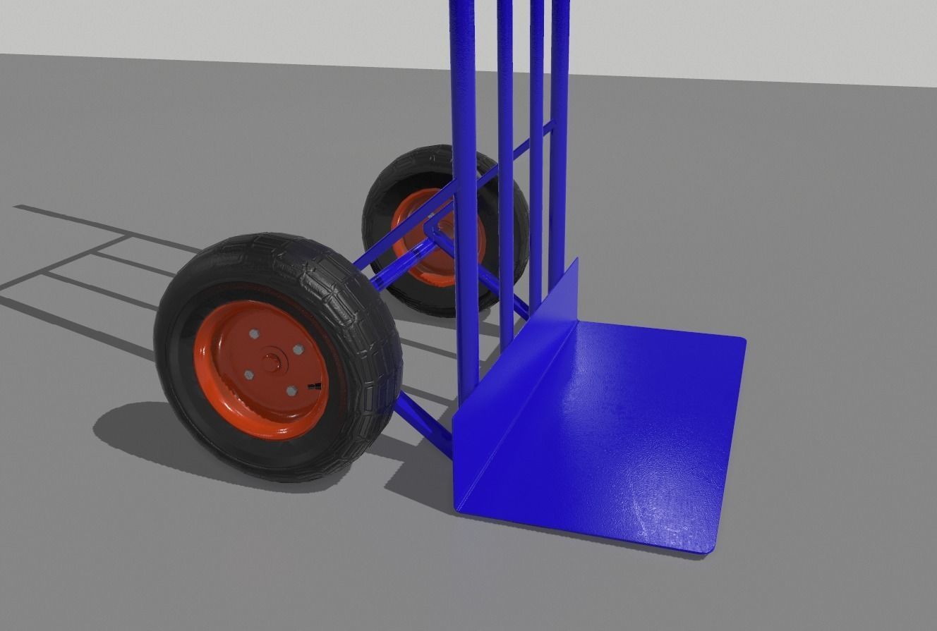 Industrial Hand Trolley 3 Low-poly 3D model_3