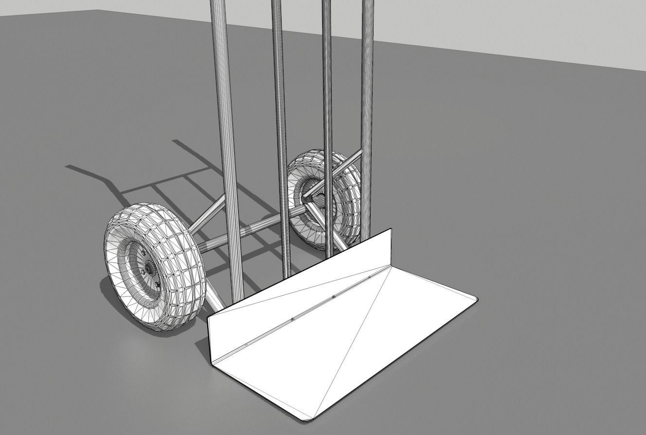 Industrial Hand Trolley 3 Low-poly 3D model_7