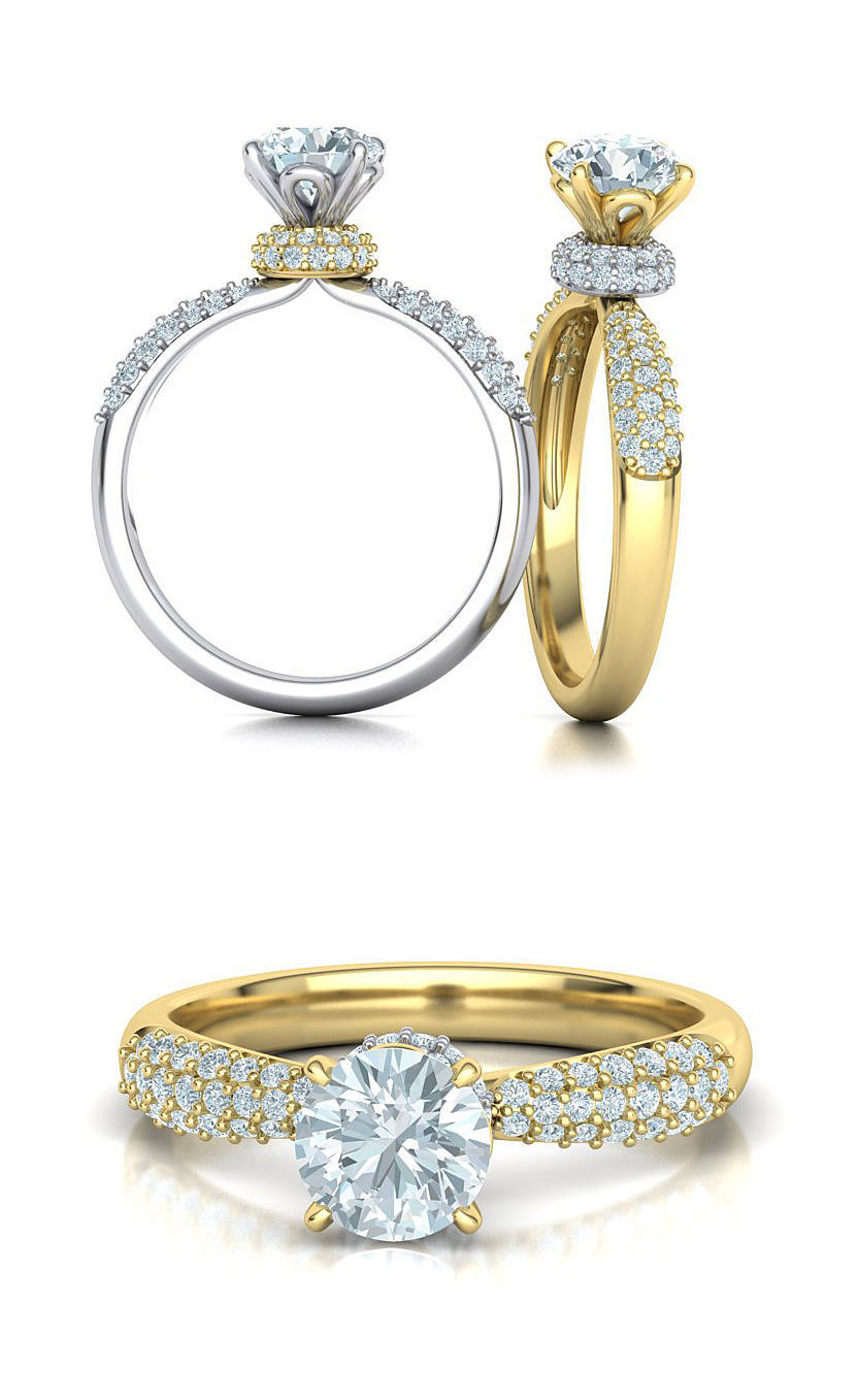 1ct Diamond Engagement ring Unique design 3dmodel 3D print model_21