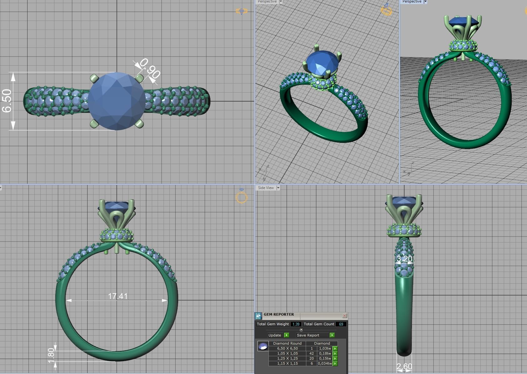 1ct Diamond Engagement ring Unique design 3dmodel 3D print model_7