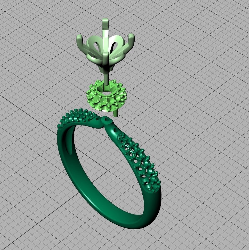1ct Diamond Engagement ring Unique design 3dmodel 3D print model_14