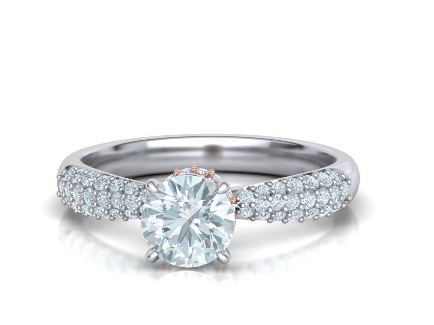 1ct Diamond Engagement ring Unique design 3dmodel 3D print model_4