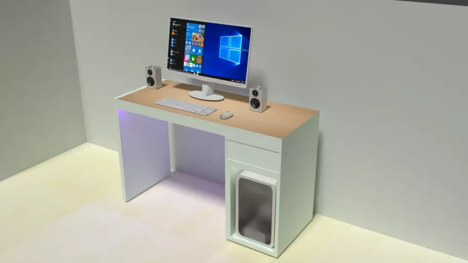 computer with desktp 3D model_0