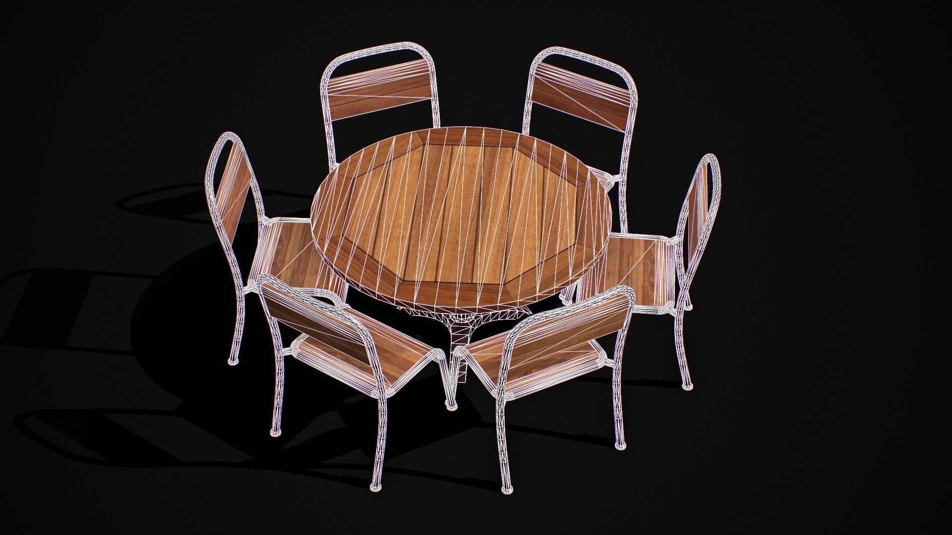 Table and Chair 02 Low-poly 3D model_6
