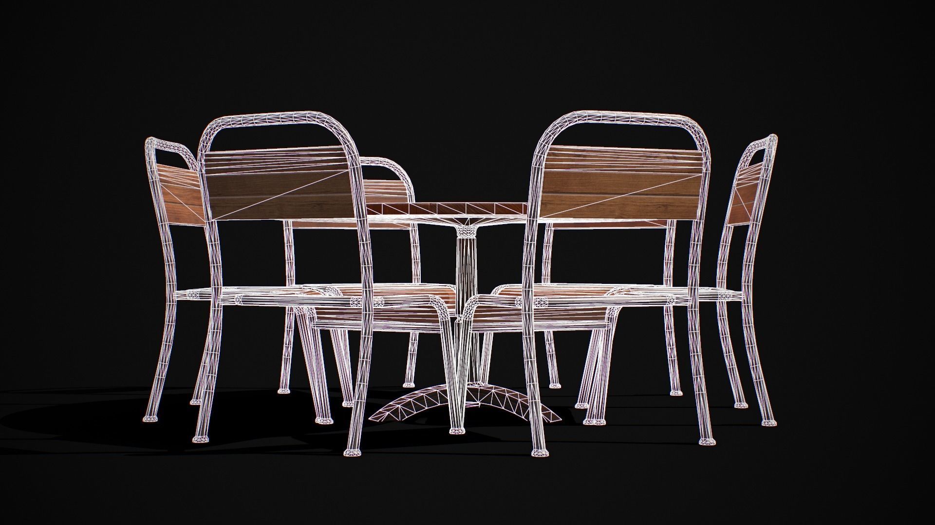 Table and Chair 02 Low-poly 3D model_7