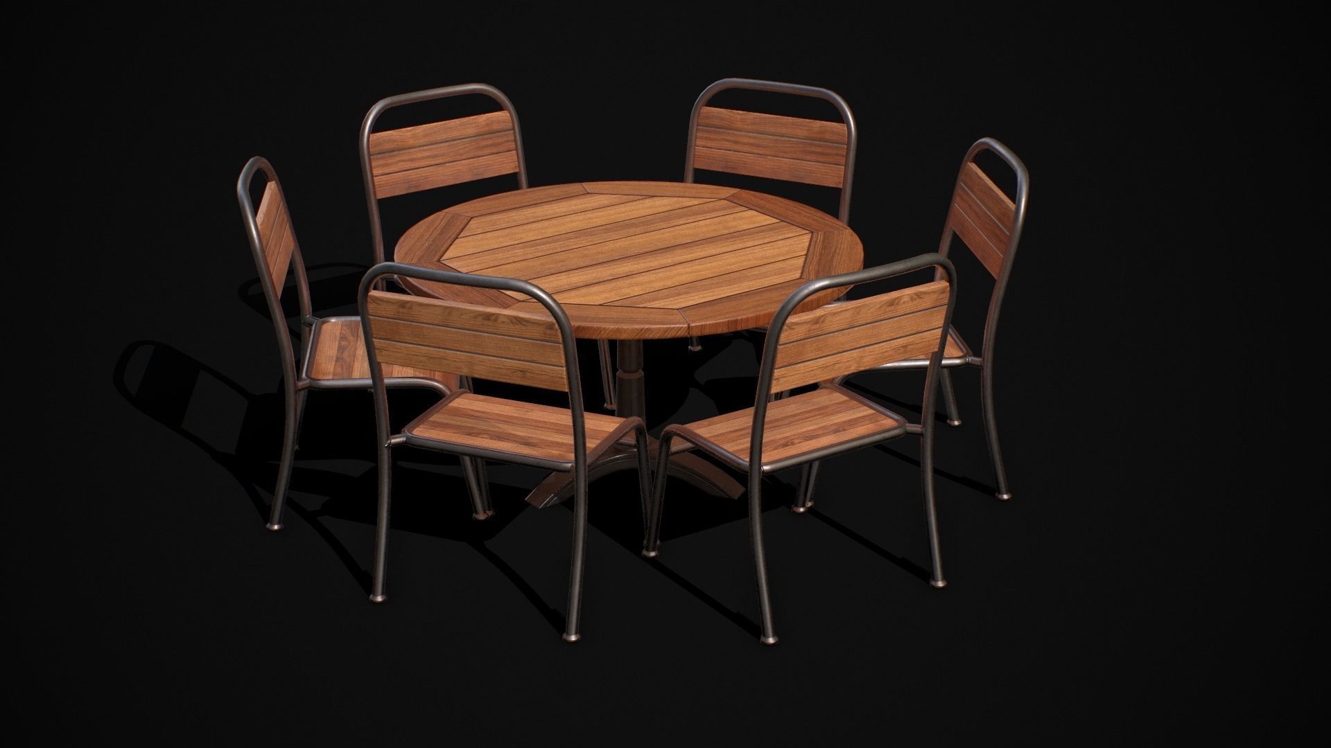 Table and Chair 02 Low-poly 3D model_3
