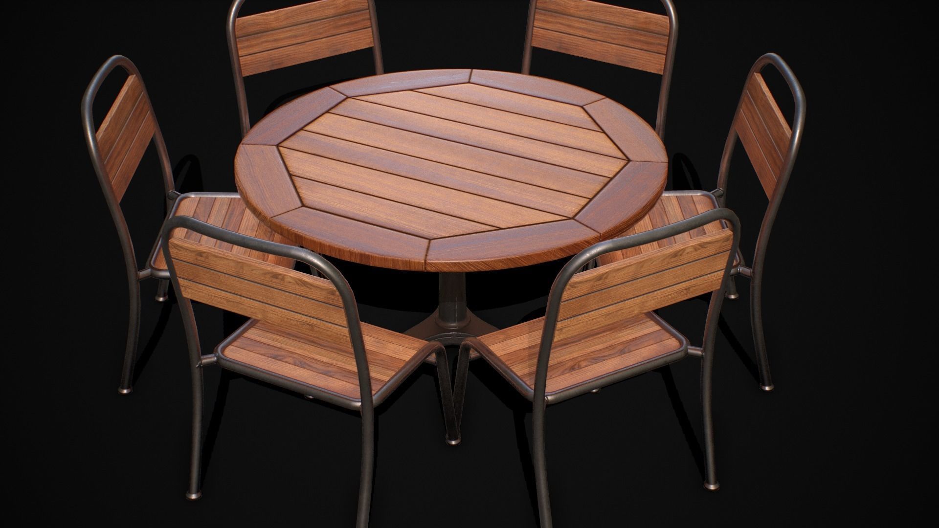 Table and Chair 02 Low-poly 3D model_4