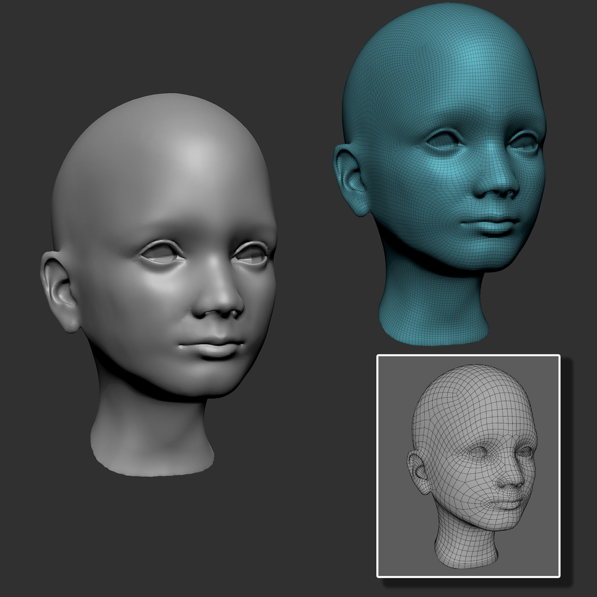 Boy bust base mesh 3D model | CGTrader