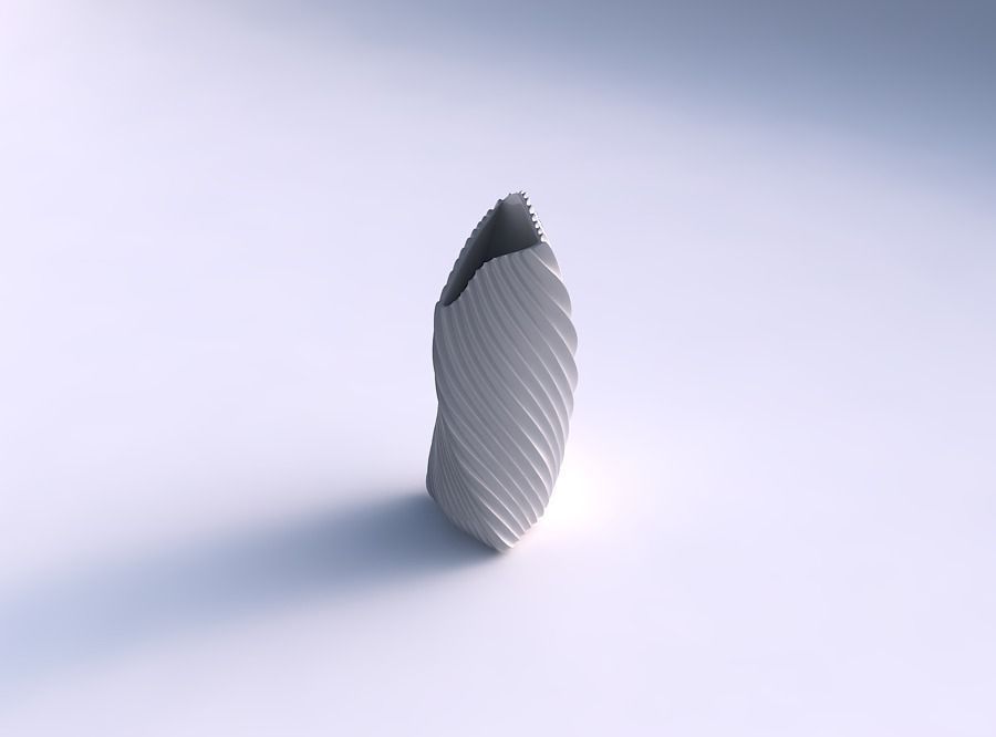 Vase twist tipped triangle with extruded vertical lines 2 3D print model
