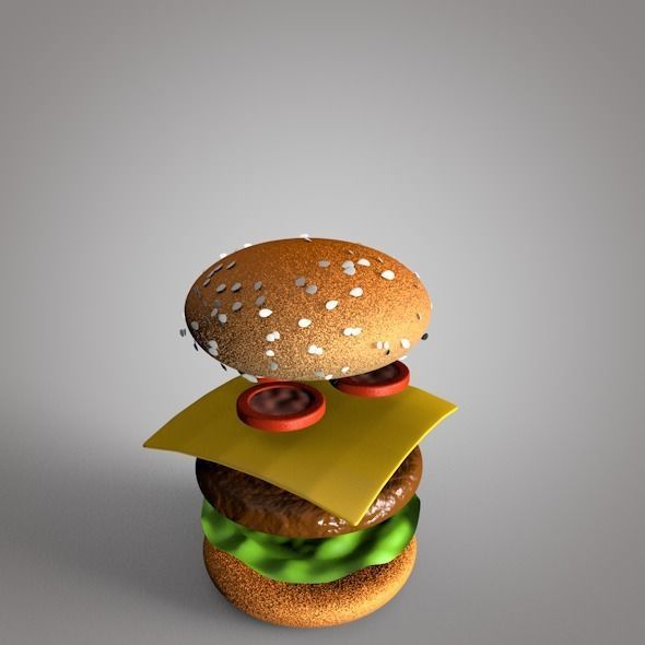 Hamburger Low-poly 3D model_8