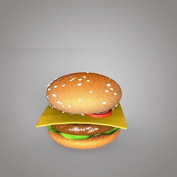 Hamburger Low-poly 3D model_7