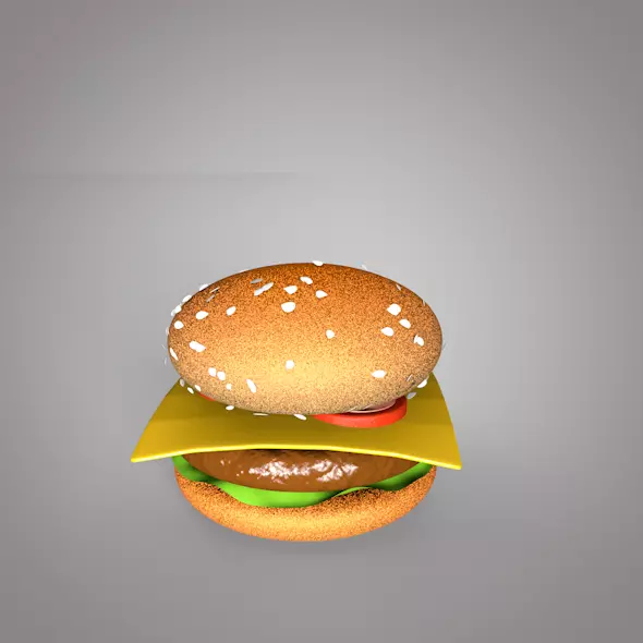 Hamburger Low-poly 3D model_0