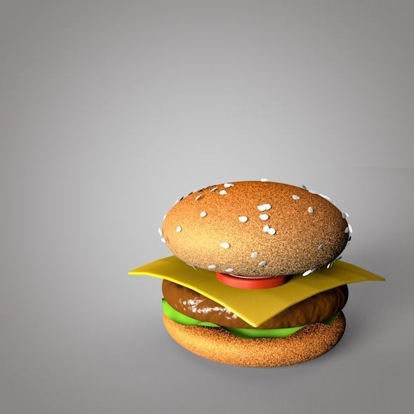 Hamburger Low-poly 3D model_2