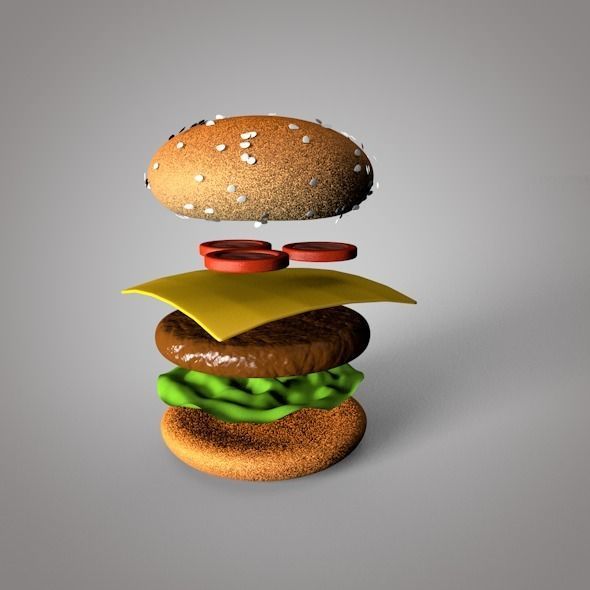 Hamburger Low-poly 3D model_9