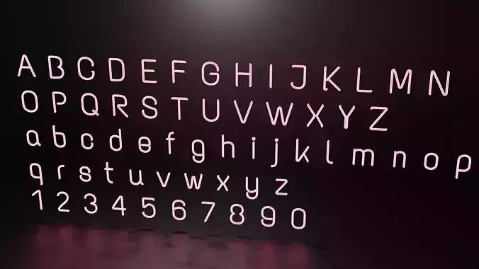 Neon Light Alphabet and Numbers for Signage and Logo Texture