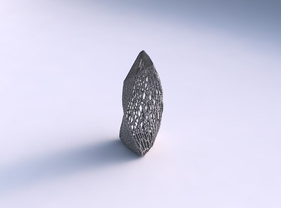 Vase twist tipped triangle with fine organic lattice 3D print model_5