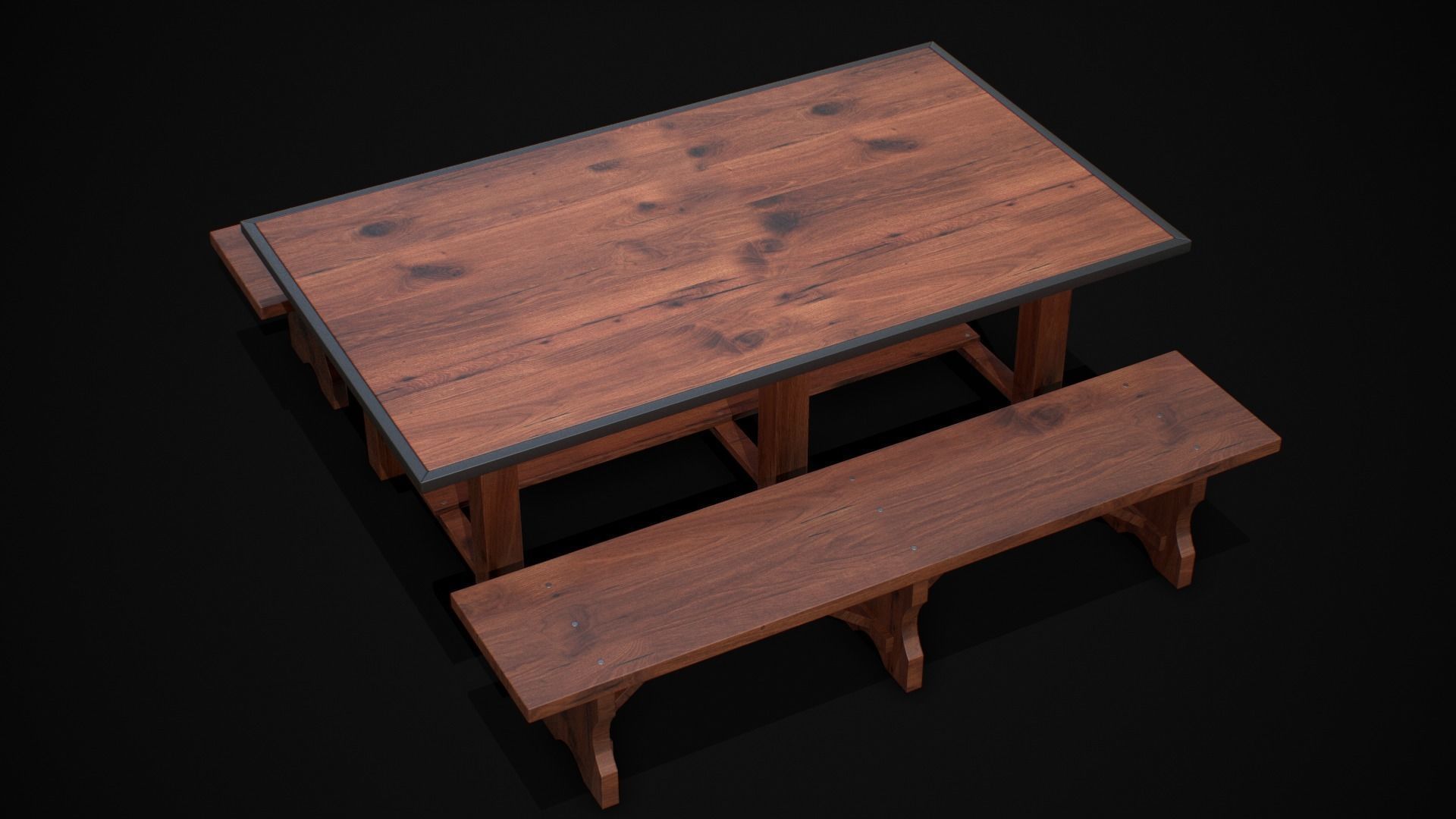 Table and Chair  Low-poly 3D model_2