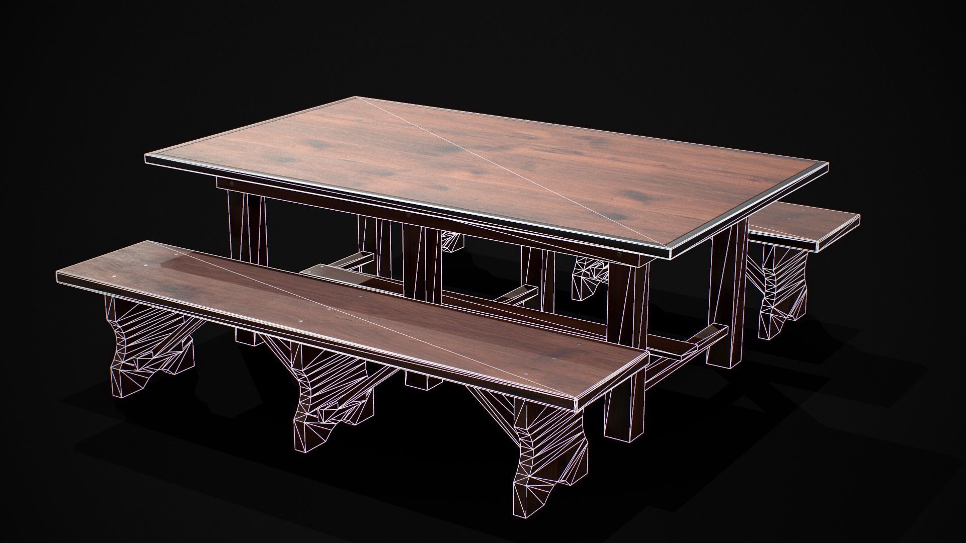 Table and Chair  Low-poly 3D model_7