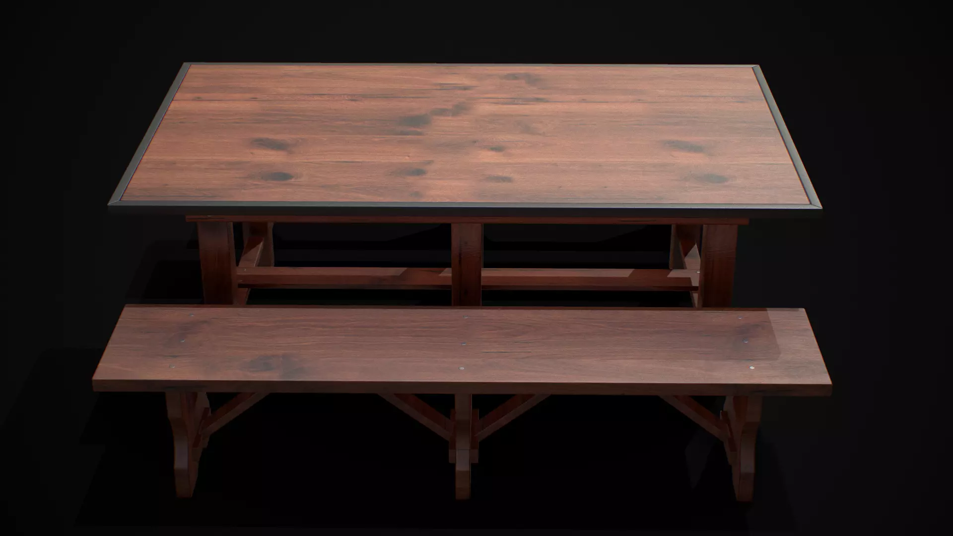 Table and Chair  Low-poly 3D model_0