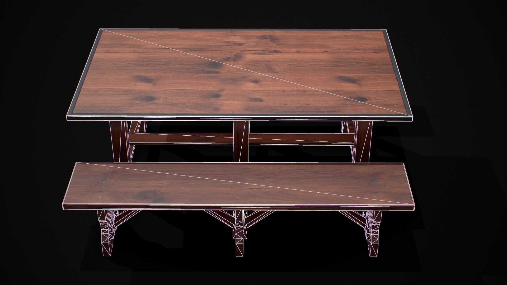 Table and Chair  Low-poly 3D model_4