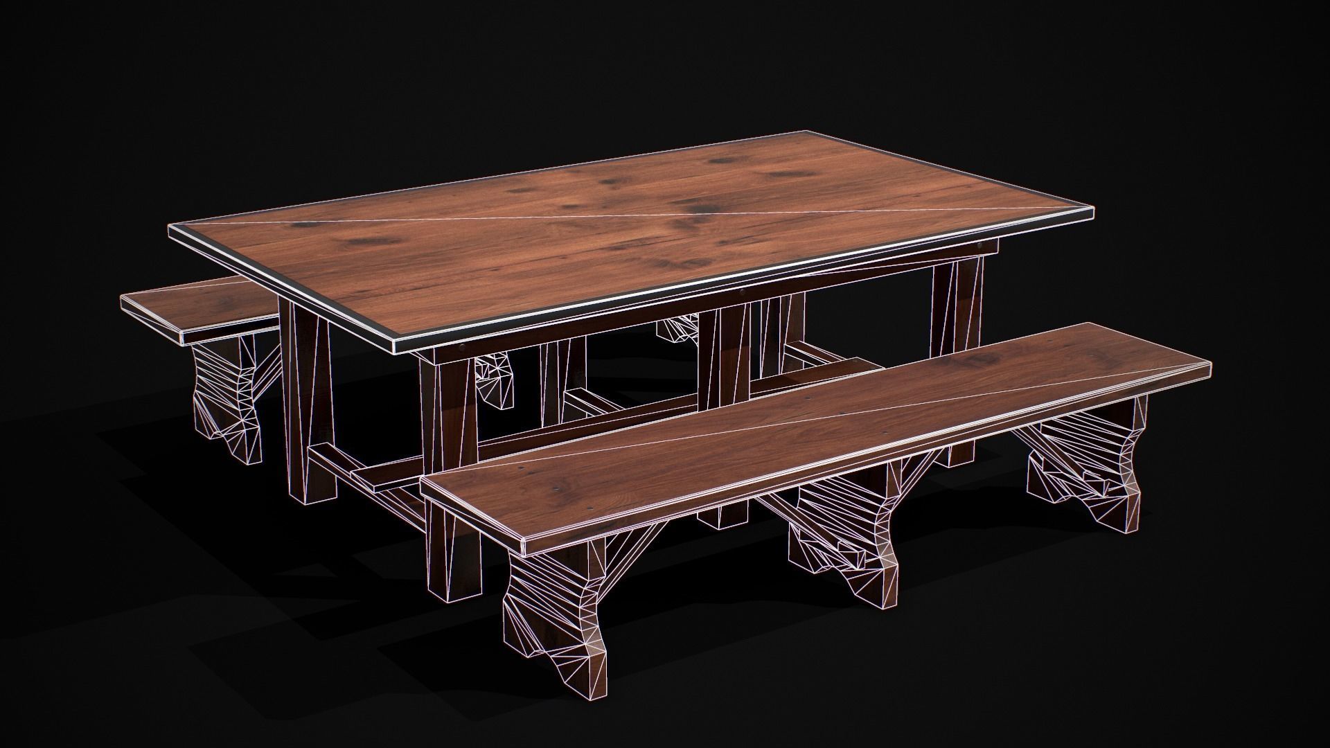 Table and Chair  Low-poly 3D model_6