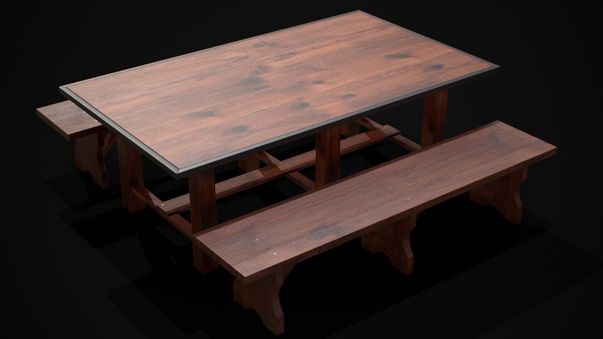 Table and Chair  Low-poly 3D model_1