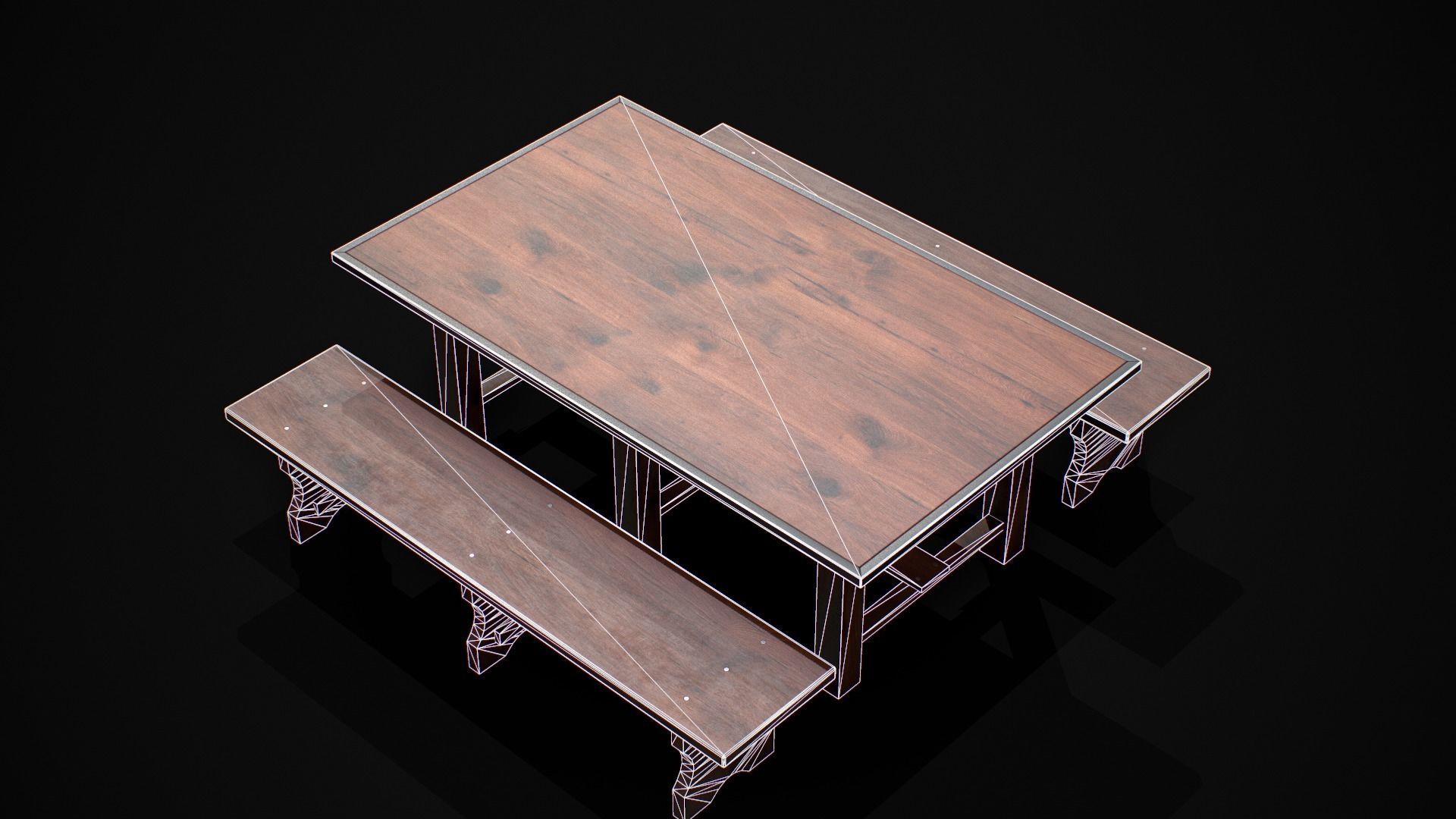 Table and Chair  Low-poly 3D model_8