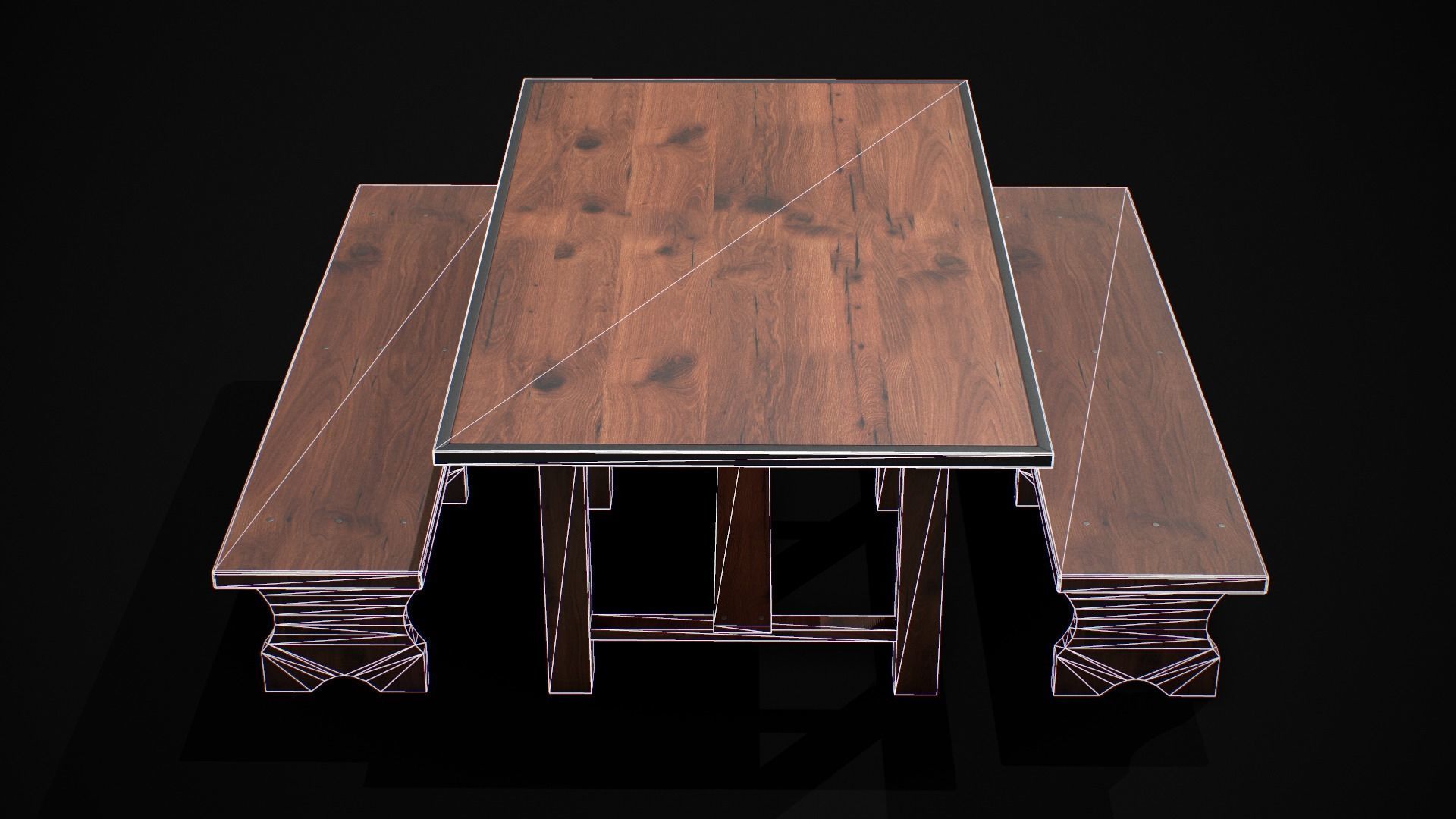 Table and Chair  Low-poly 3D model_5