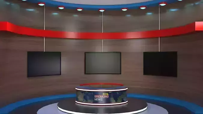 TV Studio News Set Low Poly