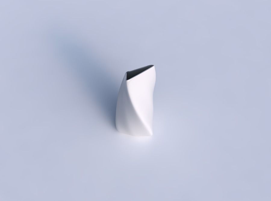 Vase twist tipped triangle with helix smooth 3D print model_1