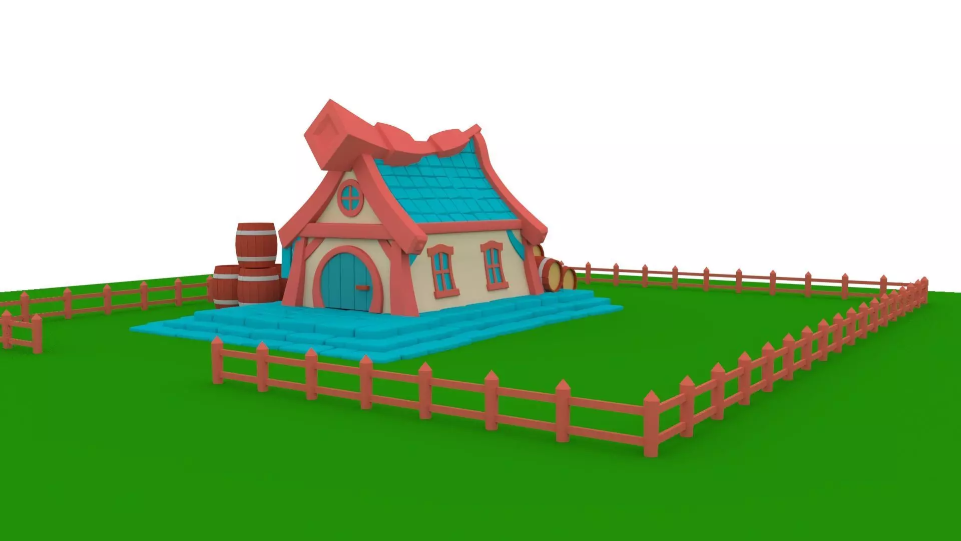 Cartoon kids house Free low-poly 3D model