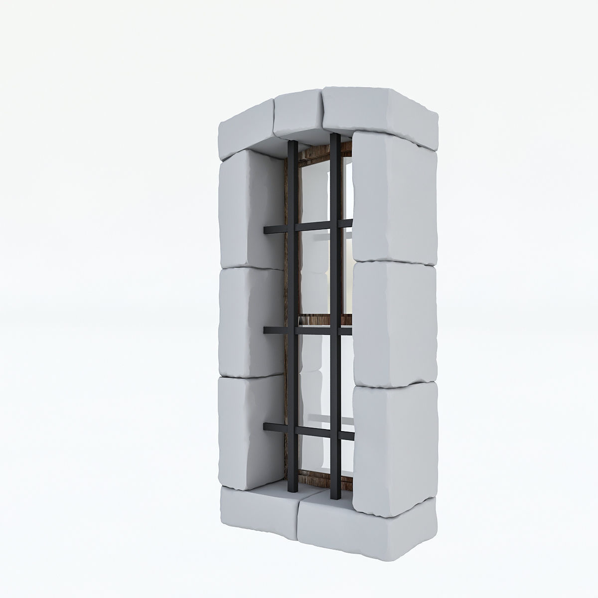 Old Stone Window Low-poly 3D model_3