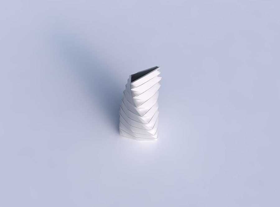 Vase twist tipped triangle with horizontal dents and twisted ... 3D print model_1
