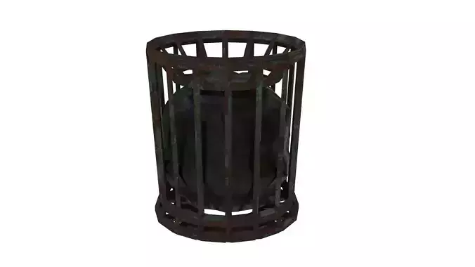 Rusty Trash Can Low-poly 3D model